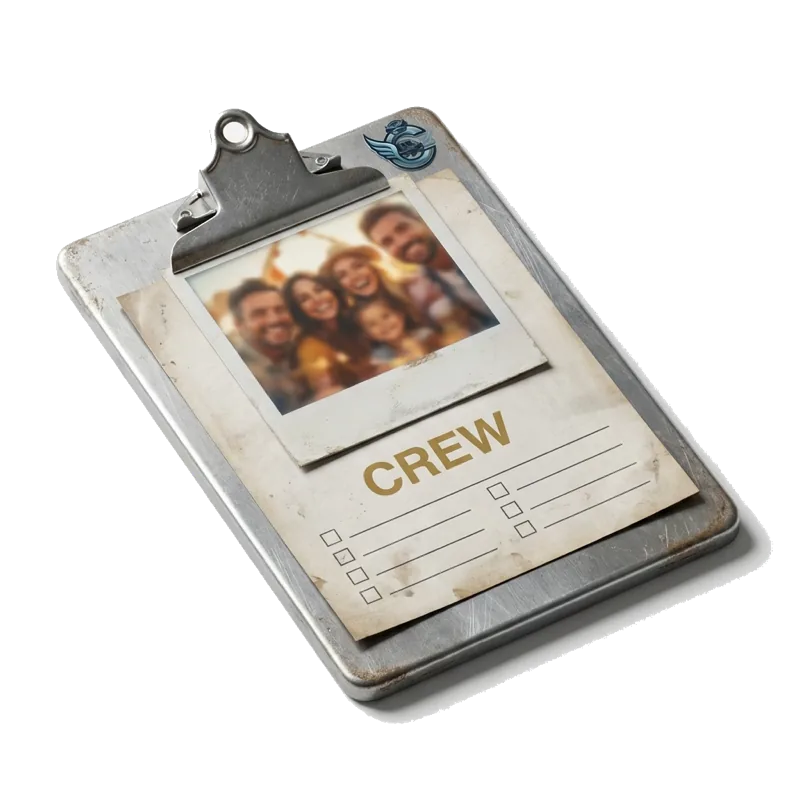 3D-Illustration: Crew-Klemmbrett mit Foto
