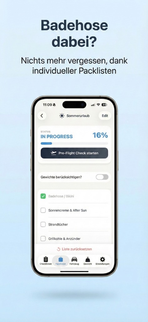 Intelligente Packlisten